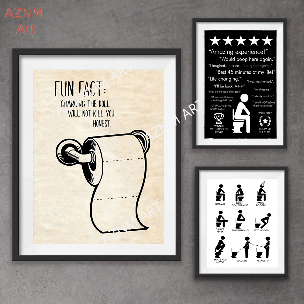 Home Bathroom Wall Art - Wall Art Canvas Painting Funny Bathroom