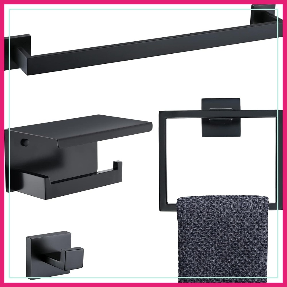 Towel Bar Stainless - 4-Piece Bathroom Towel Bar Set, Wall