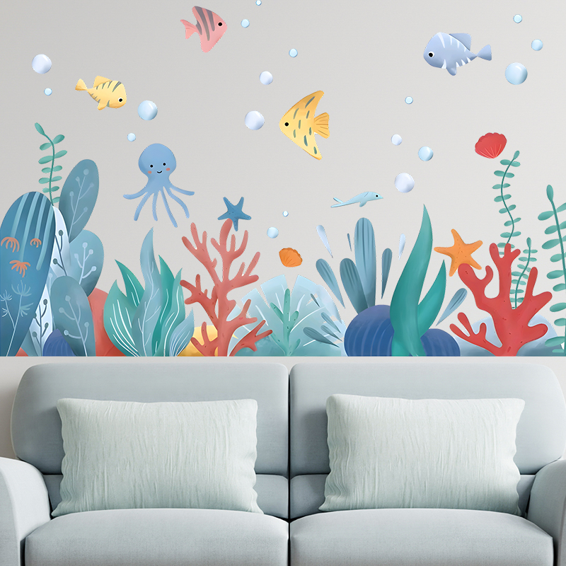 Home Bathroom Colors - Colorful Sealifes Fishes Bubble Wall Sticker