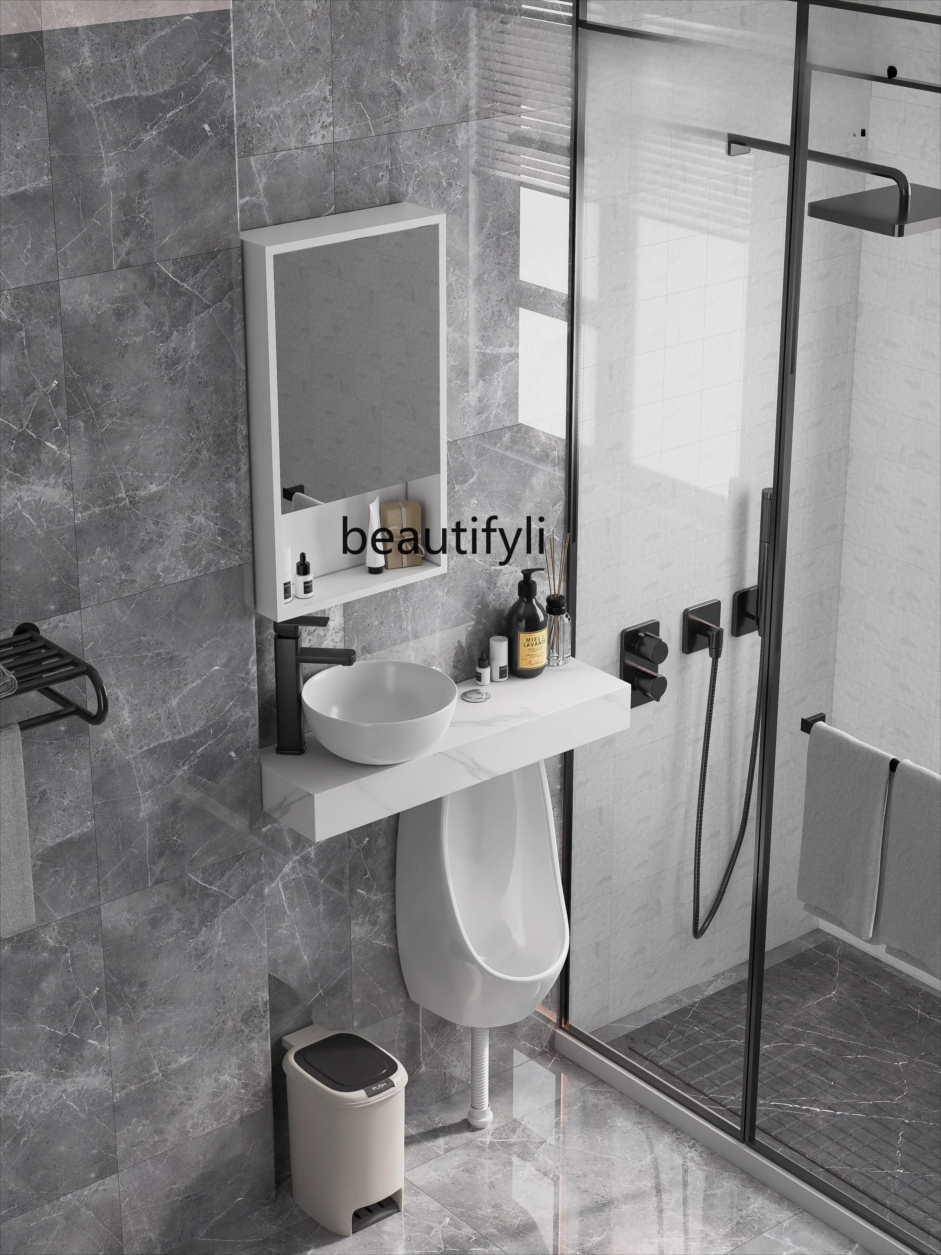 Home Bathroom Urinal - Urinal rock slab countertop integrated ceramic