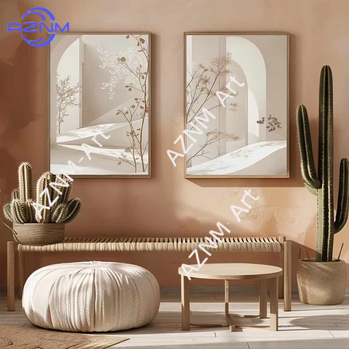 Home Bathroom Wall Art - Minimalist Arch Landscape Canvas Print Bohemian