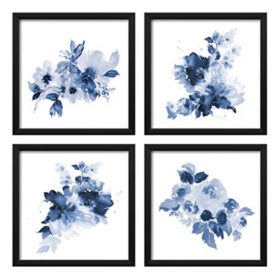 Home Bathroom Wall Art - Framed Bathroom Wall Decor Navy Wall