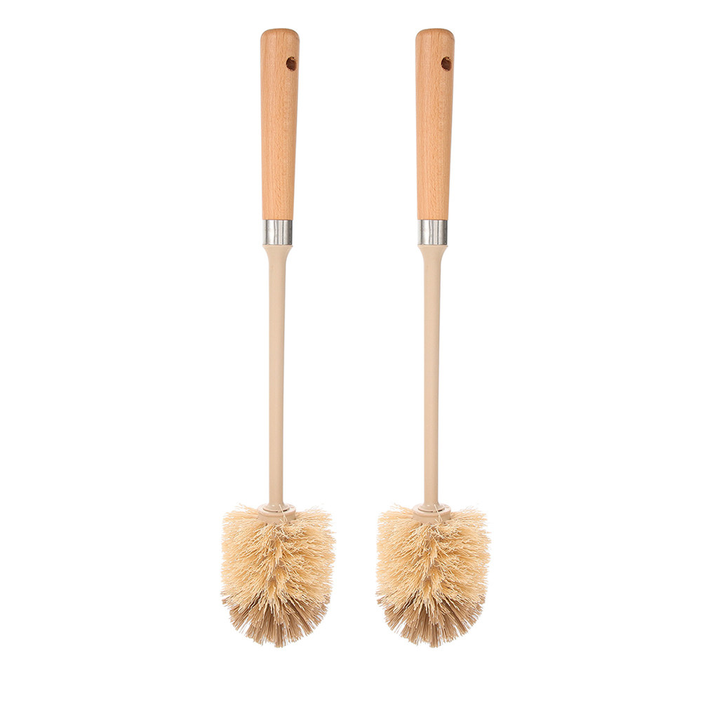 Home Toilet Bathroom Design - 2Pcs Wooden Toilet Brush Long Handle