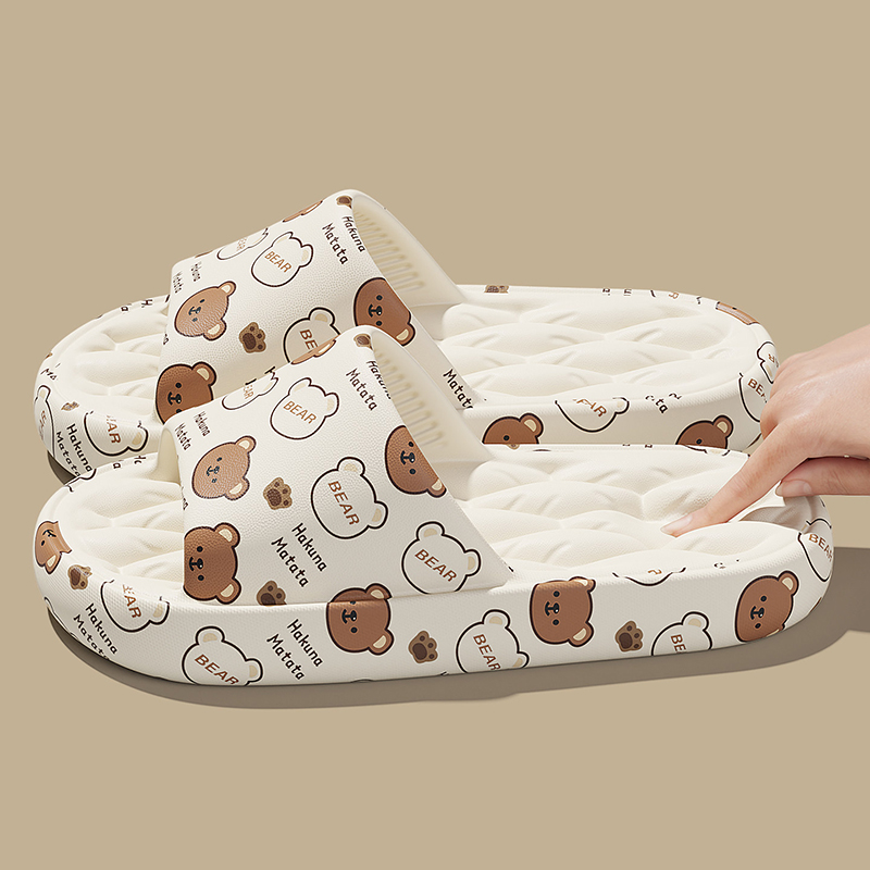 Home Bath - Lovely Cartoon Printed Platform Slippers Women