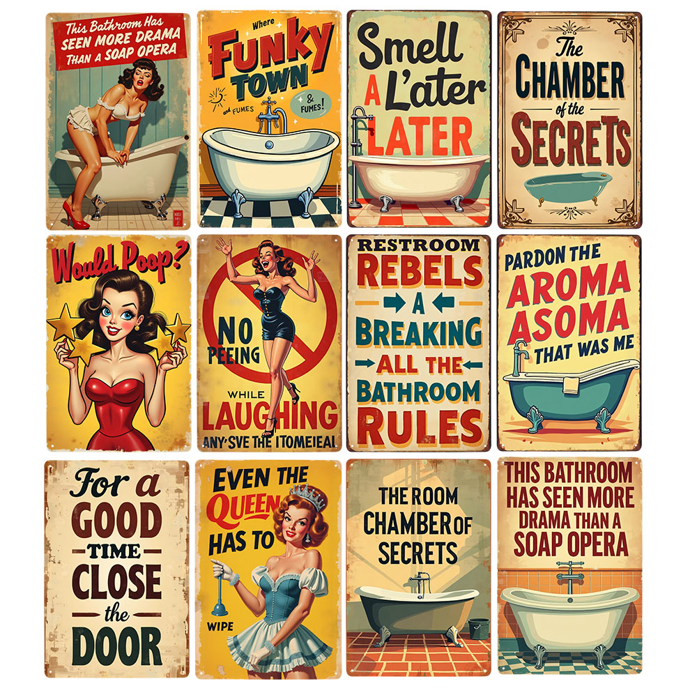 Funny Bathroom Rules Vintage M - Home Bathroom Rules avis et prix