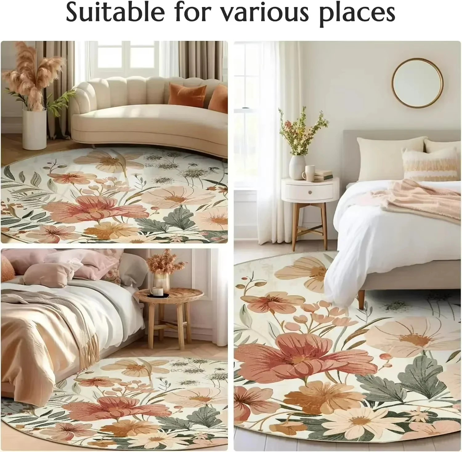 Boho Round Rug Non-Slip Retro  - Home Toilet Bathroom Design avis et prix