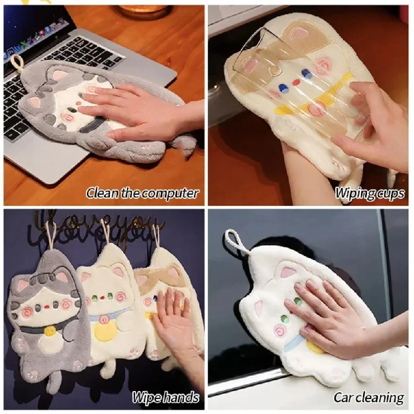 Cute Cat Hand Towel Quick Dryi - Home Kitchen Bathroom Cleaning avis et prix