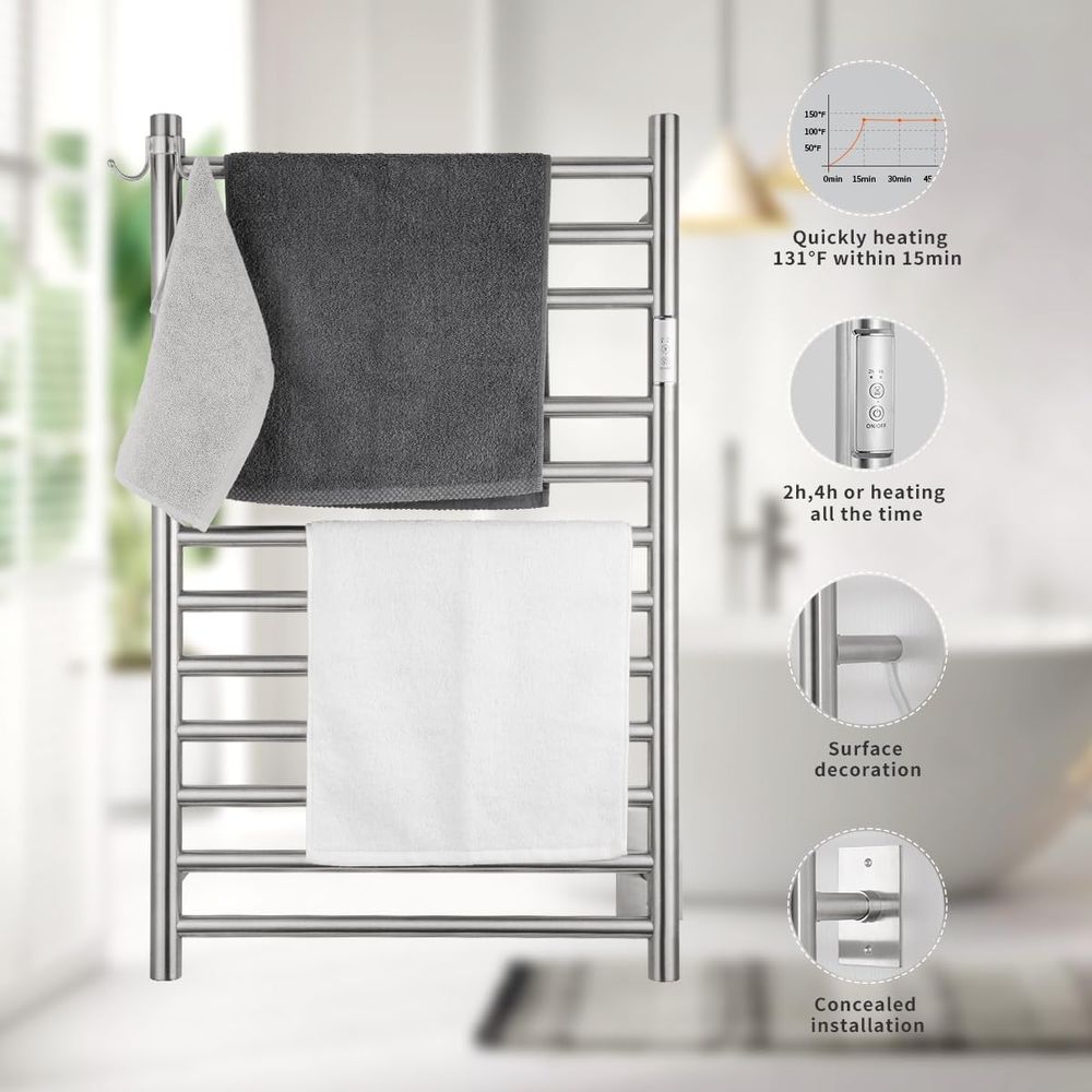 12-Bar Wall-Mounted Towel Warm - Towel Bar Stainless avis et prix