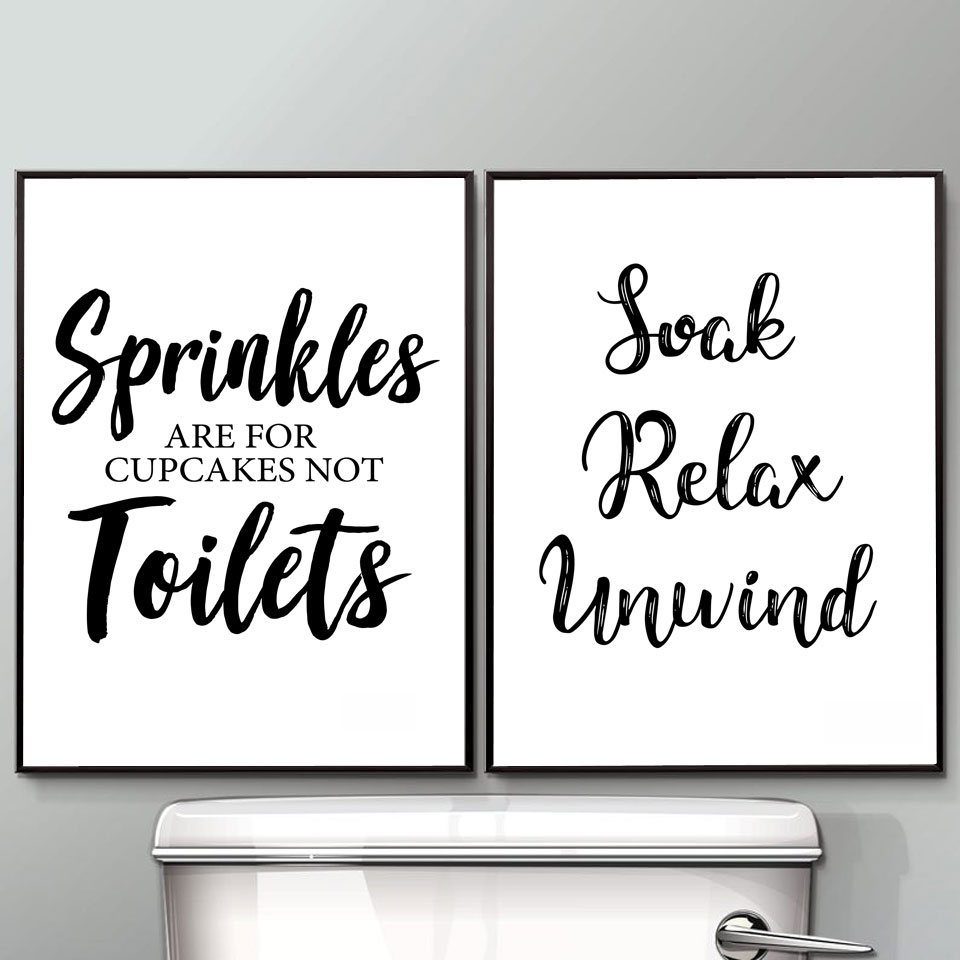 Wall Art Canvas Painting Funny - Home Bathroom Rules avis et prix