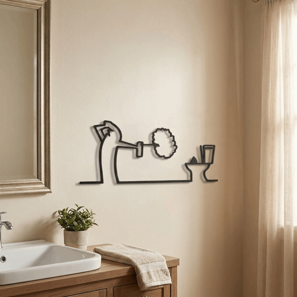 Wall Hanging 2D Flat Metal Bat - Home Toilet Bathroom Design avis et prix