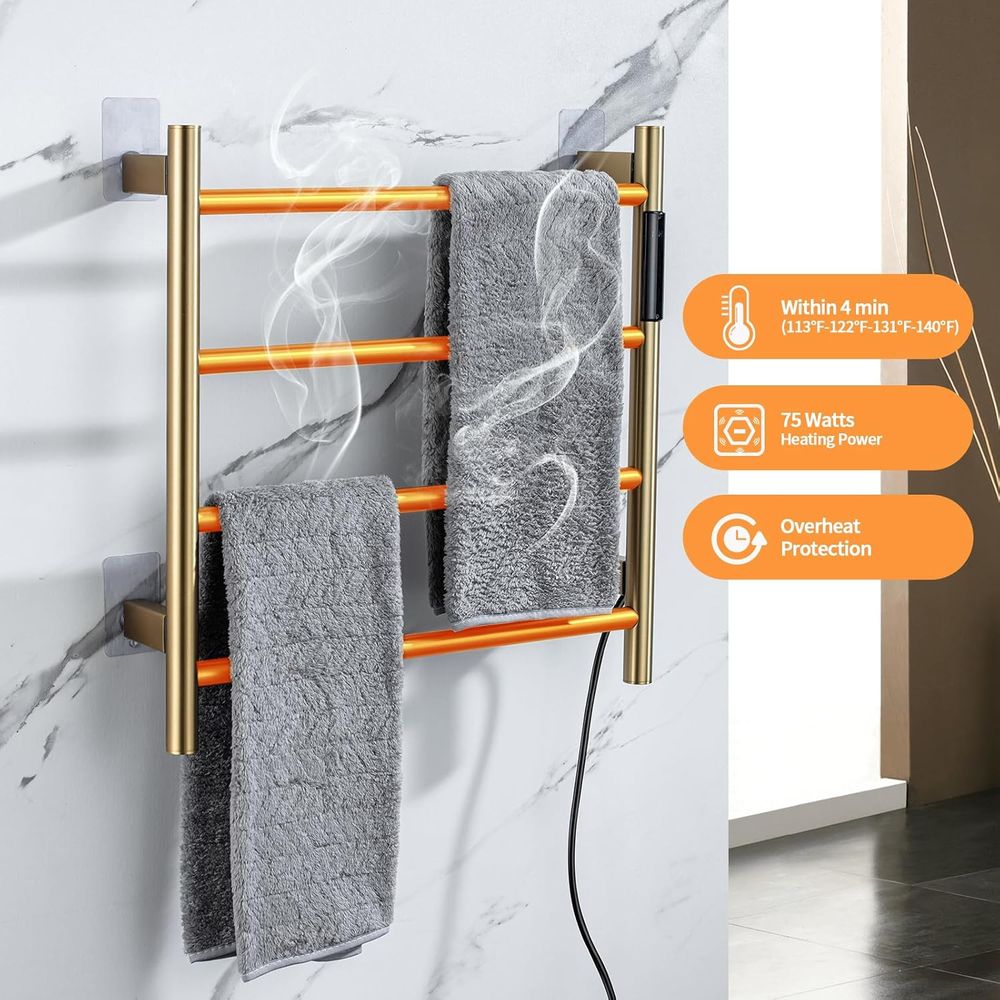 4-Bar Wall-Mounted Electric To - Towel Bar Stainless avis et prix