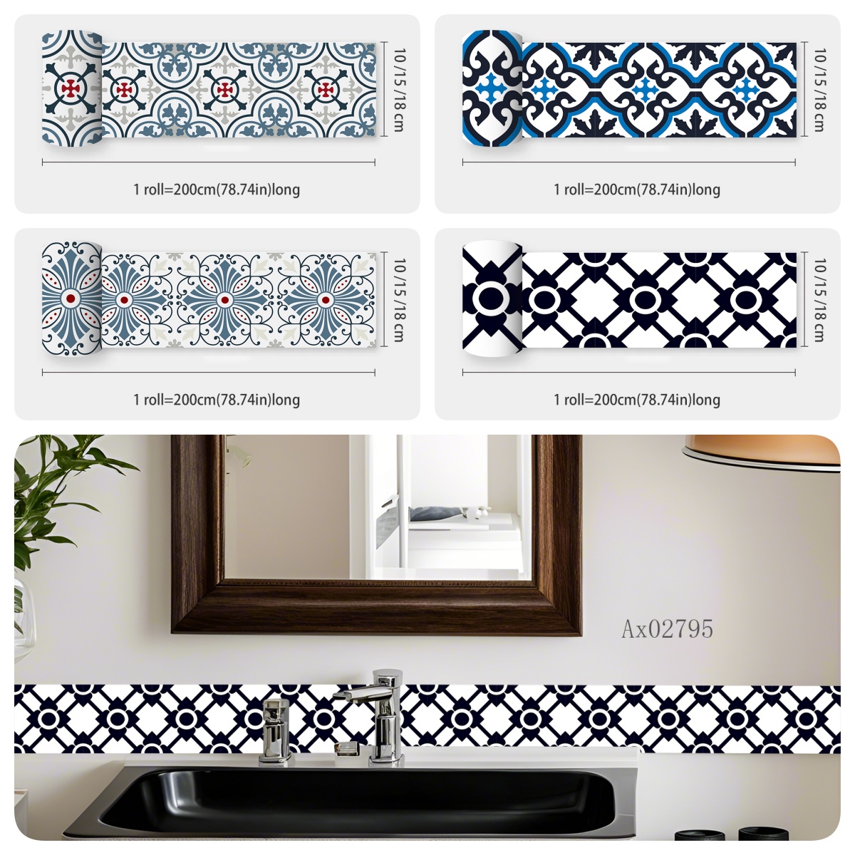 Boho Mediterranean Tile Border - Home Bathroom Tiles Design avis et prix
