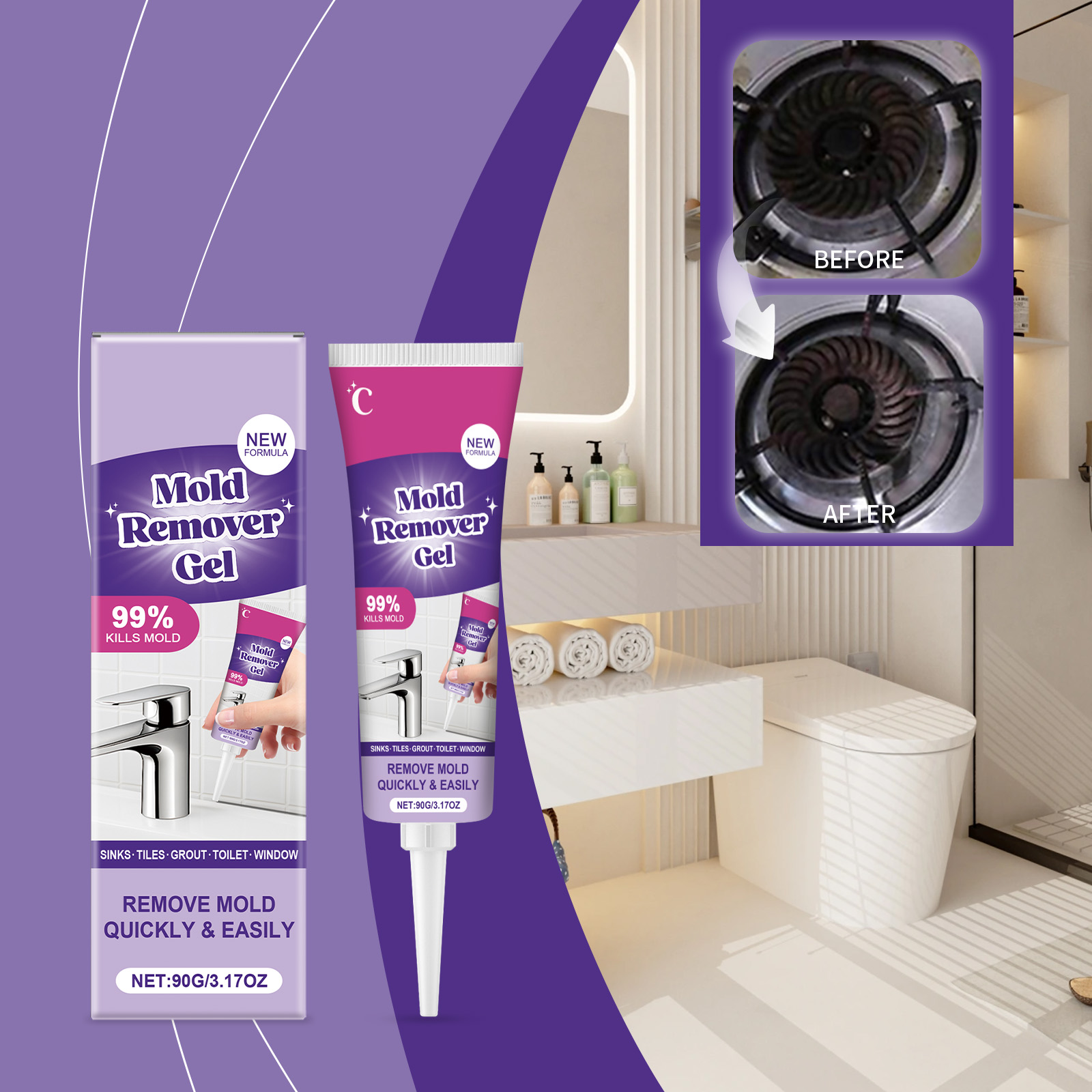 Anti-Mold Remover Gel Fast Act - Home Bathroom Cleaning Solution avis et prix
