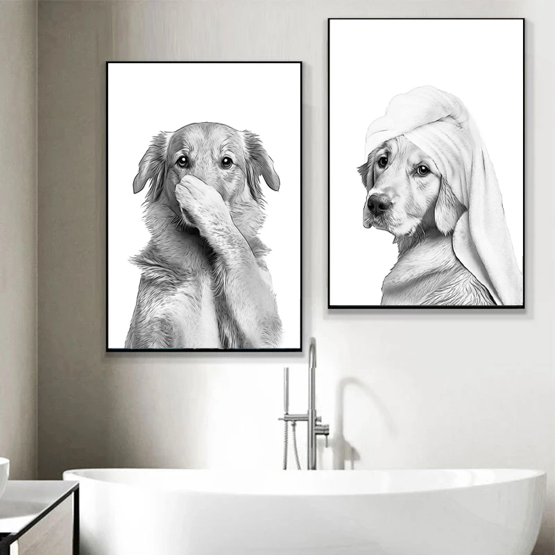 Cat Giraffe Dog Elephant Toile - Home Bathroom Wall Art avis et prix