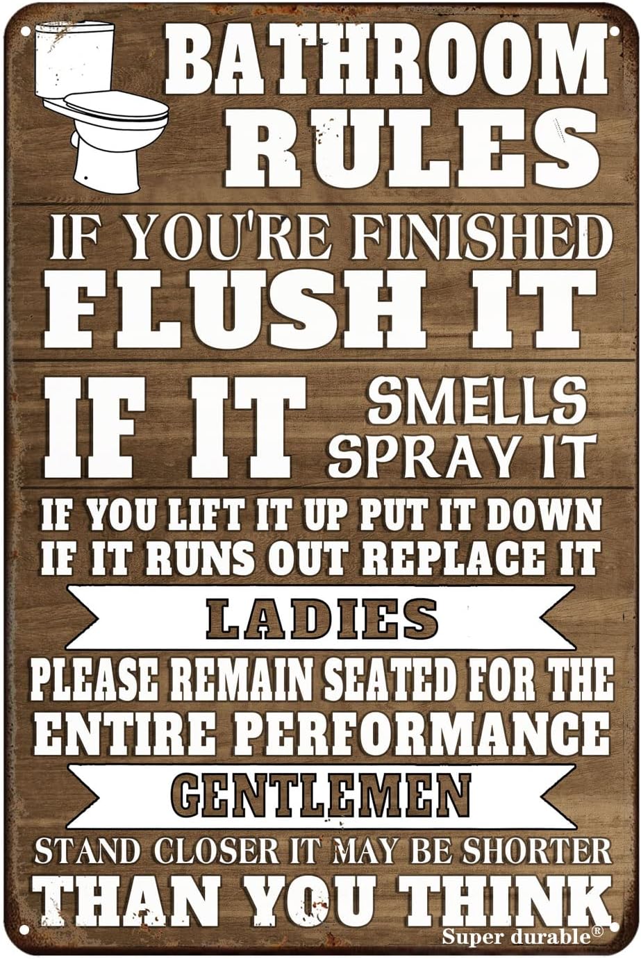 Funny Bathroom Rules Metal Tin - Home Bathroom Rules avis et prix
