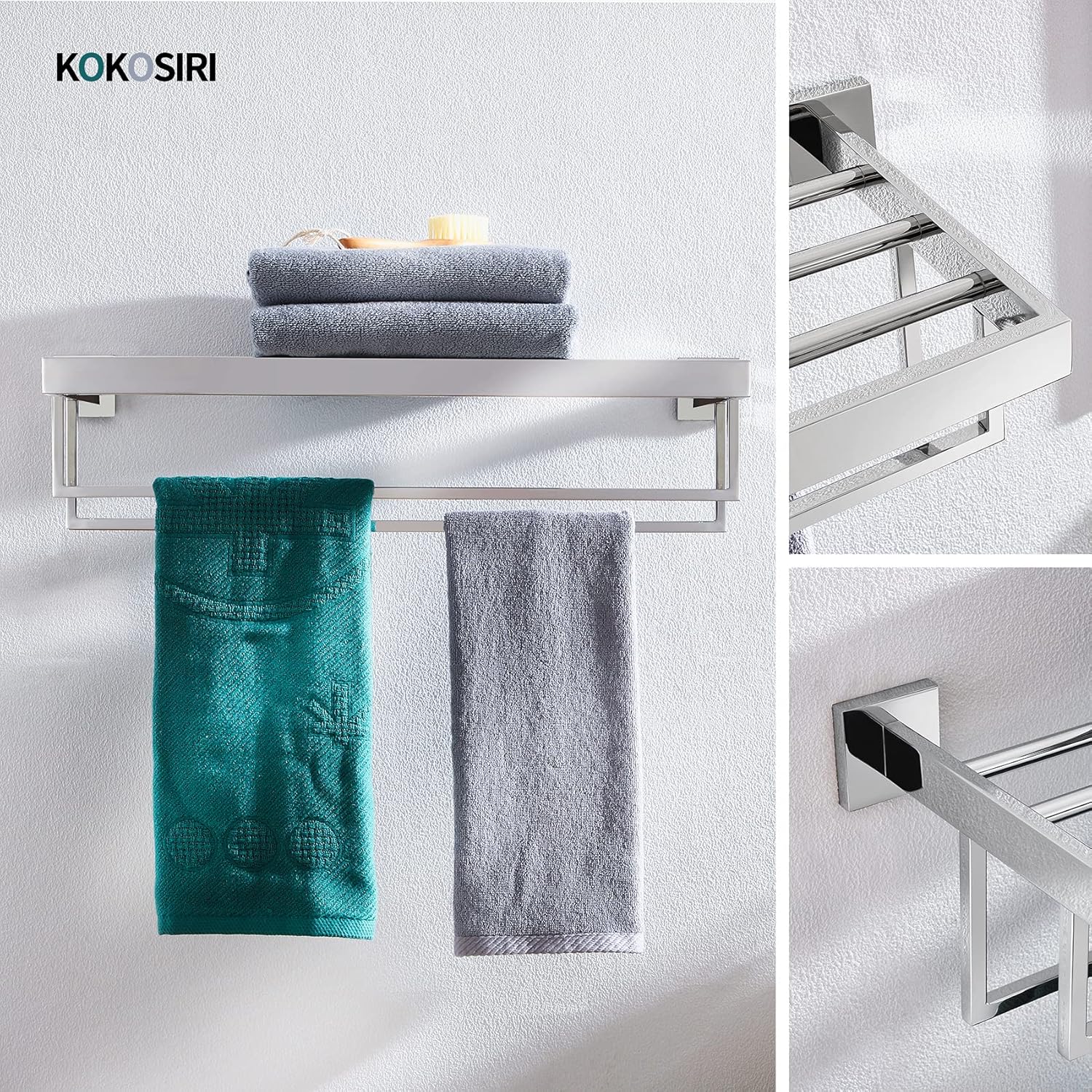 24'' Chrome Towel Shelf with T - Towel Bar Stainless avis et prix