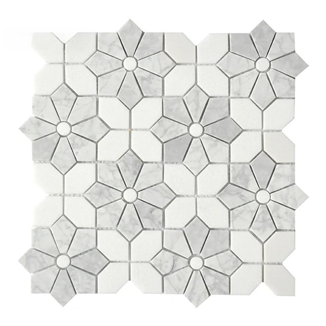 Mosaic Marble Tile for White M - Home Bathroom Tiles Design avis et prix