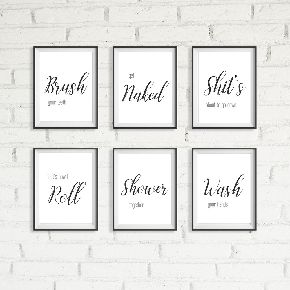 Wall Art Canvas Painting Funny - Home Bathroom Rules avis et prix