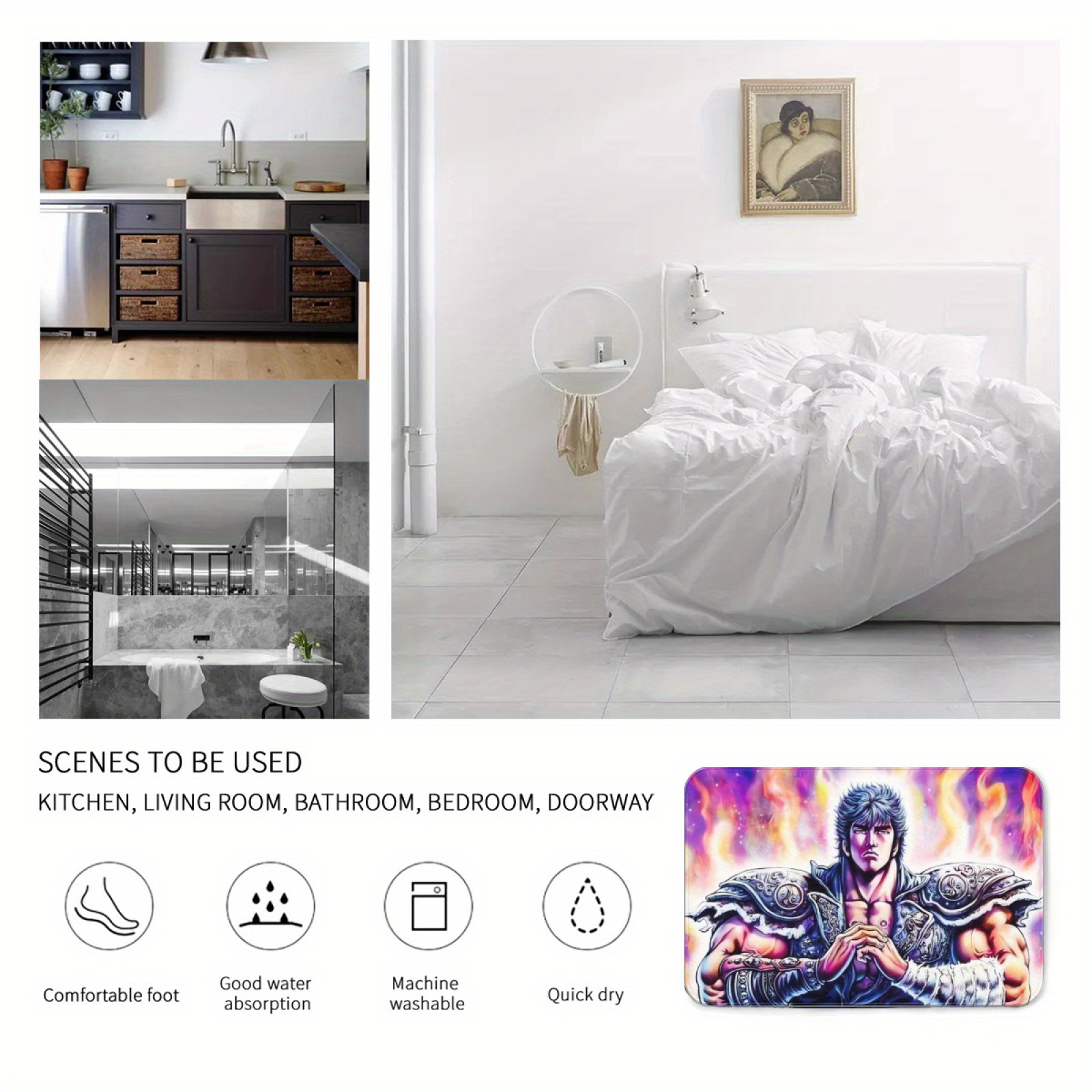 Hokuto No Ken Modern Flannel F - Home Bathroom Dimensions avis et prix