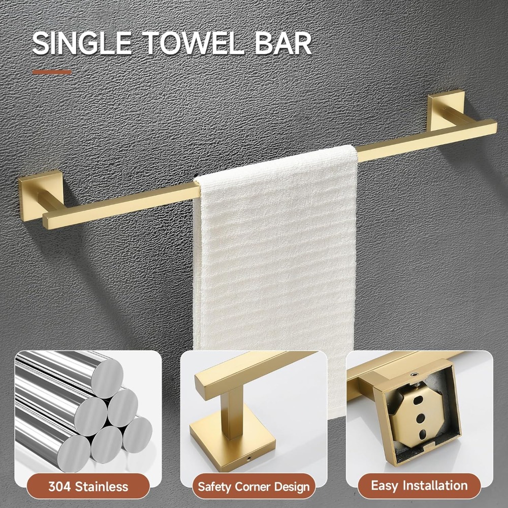 10-Piece Brushed Gold Bathroom - Towel Bar Stainless avis et prix