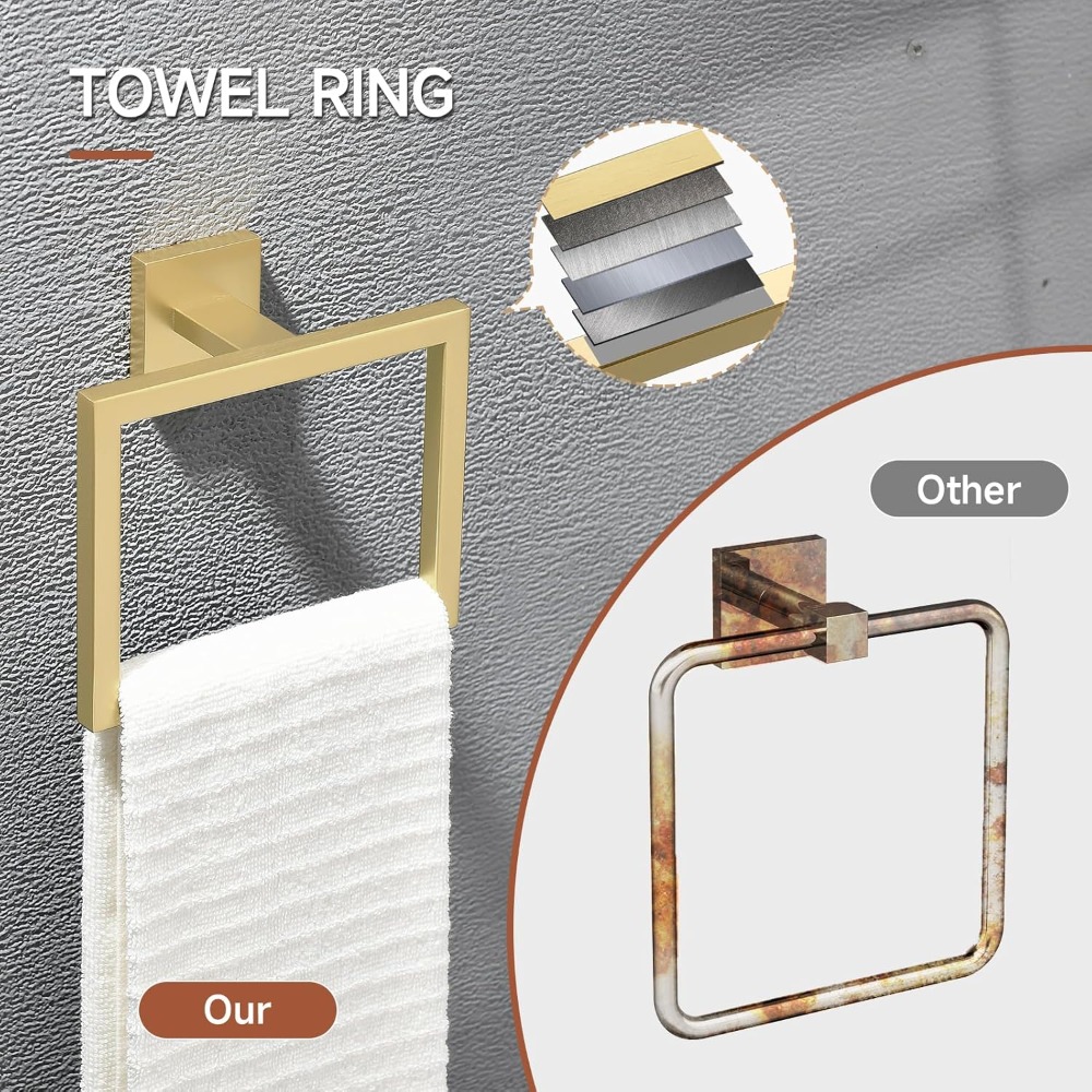 10-Piece Brushed Gold Bathroom - Towel Bar Stainless avis et prix