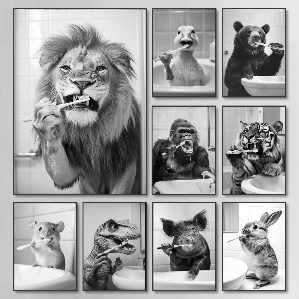Black White Funny Bathroom Bru - Home Bathroom Wall Art avis et prix