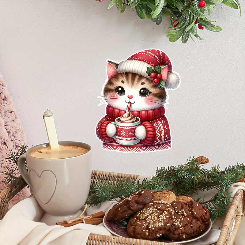 Christmas Cat Wall Sticker Bat - Home Bathroom Tiles Design avis et prix