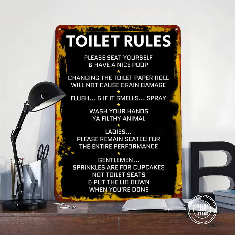 Toilet Rules Tin Poster Custom - Home Bathroom Rules avis et prix