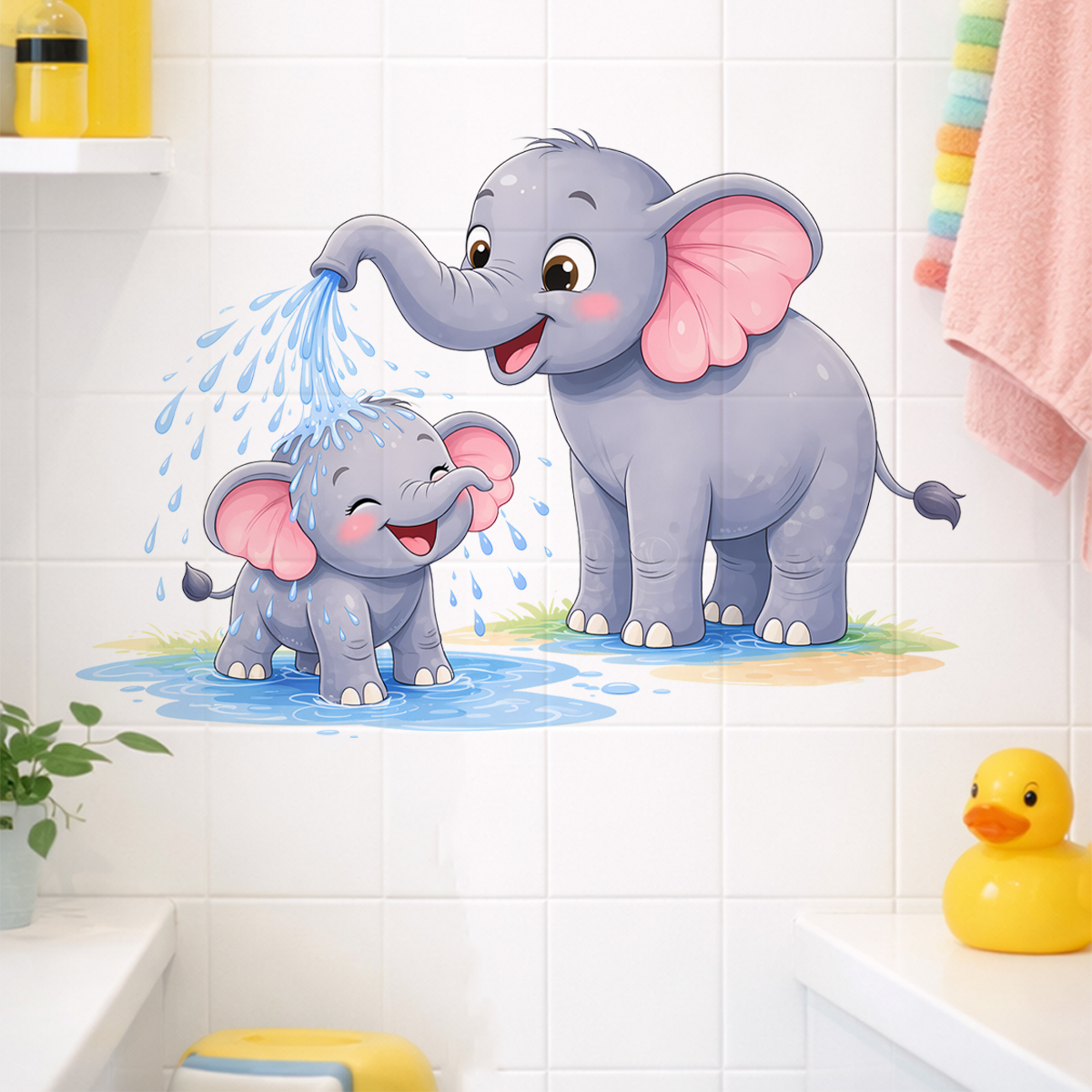New Cartoon Elephant Wall Stic - Home Bathroom Layout avis et prix