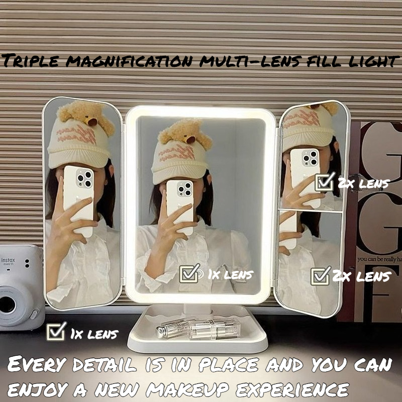 Dual Door 3-Fold Makeup Mirror - Home Goods Bathroom Mirrors avis et prix