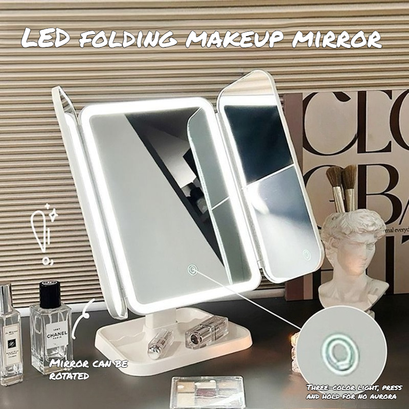 Dual Door 3-Fold Makeup Mirror - Home Goods Bathroom Mirrors avis et prix