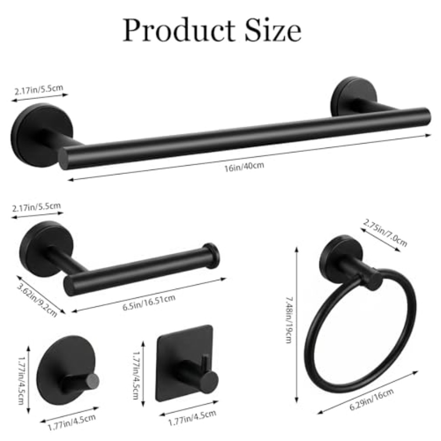10-Pieces Matte Black Bathroom - Towel Bar Stainless avis et prix