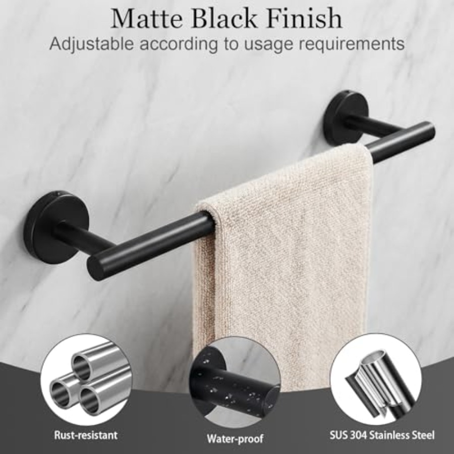 10-Pieces Matte Black Bathroom - Towel Bar Stainless avis et prix
