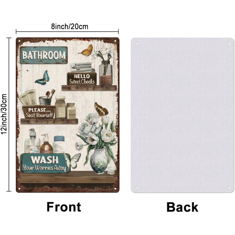 Bathroom Floral Tin Signs Vint - Home Bathroom Wall Art avis et prix