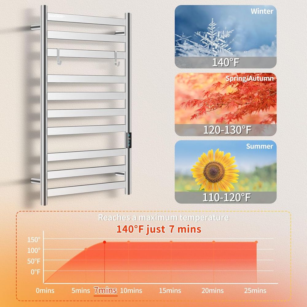 10-Bar Electric Wall-Mounted T - Towel Bar Stainless avis et prix
