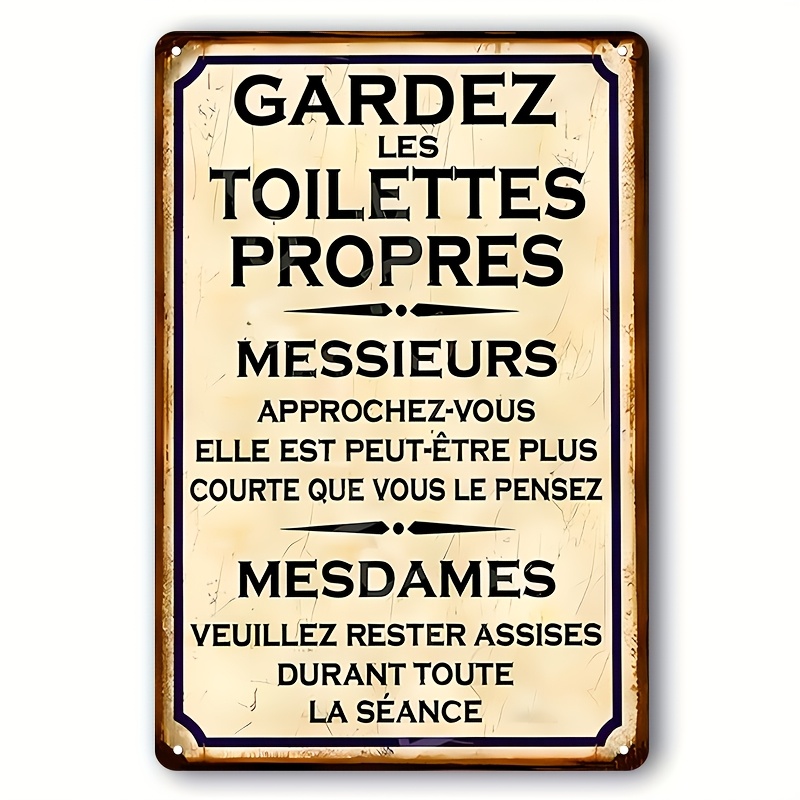 Vintage French Bathroom Sign - - Home Bathroom Rules avis et prix